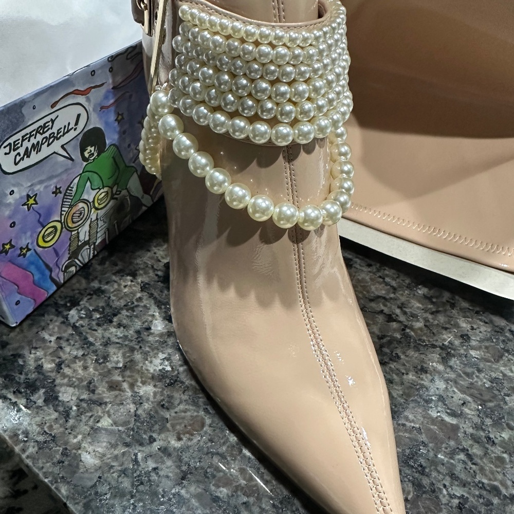 Jeffrey Campbell Arsenic Nude Pantent OTK Boots